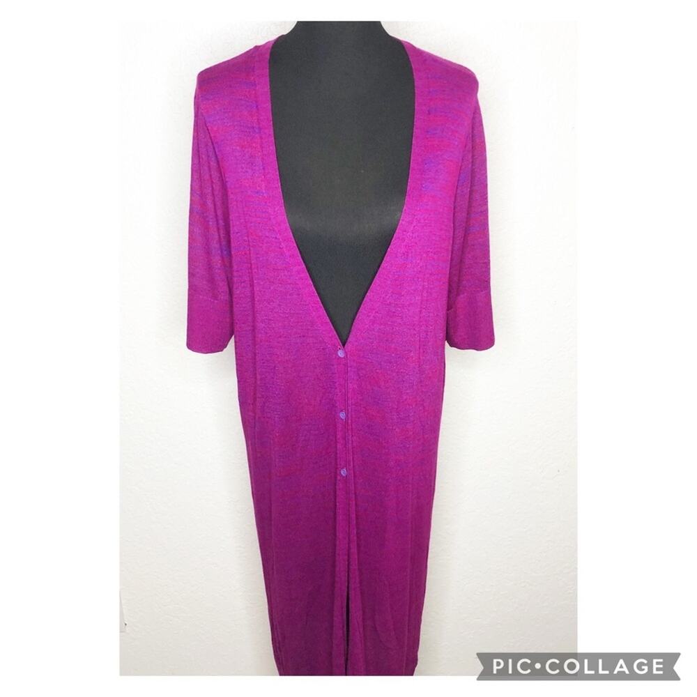 Torrid pink purple deep v neck button front long cardigan size 2 or 2X